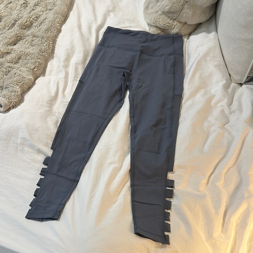 Gray Leggings with Ankle Cutout Details